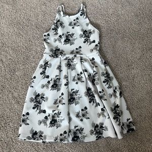 White with black flower skater dress